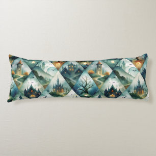 Gothic Halloween Castle Pattern Body Pillow