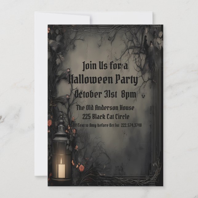 Gothic, Halloween Costume Party           Invitation (Front)