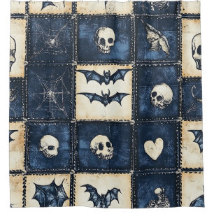 Gothic Halloween Denim Patchwork Pattern
