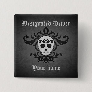 Gothic Halloween designated driver 2 Inch Square Button