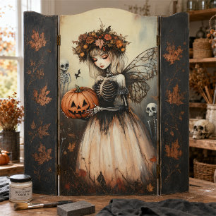 Gothic Halloween Fairy Skeleton with Pumpkin Tissue Paper