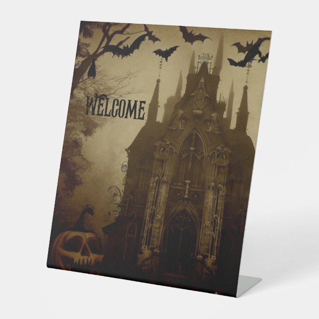 Gothic/Halloween/fall/pumpkin  Pedestal Sign (Front)