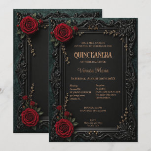 Gothic Halloween Floral Quinceanera Invitat Invitation
