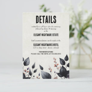 Gothic Halloween Floral Wedding Enclosure Card