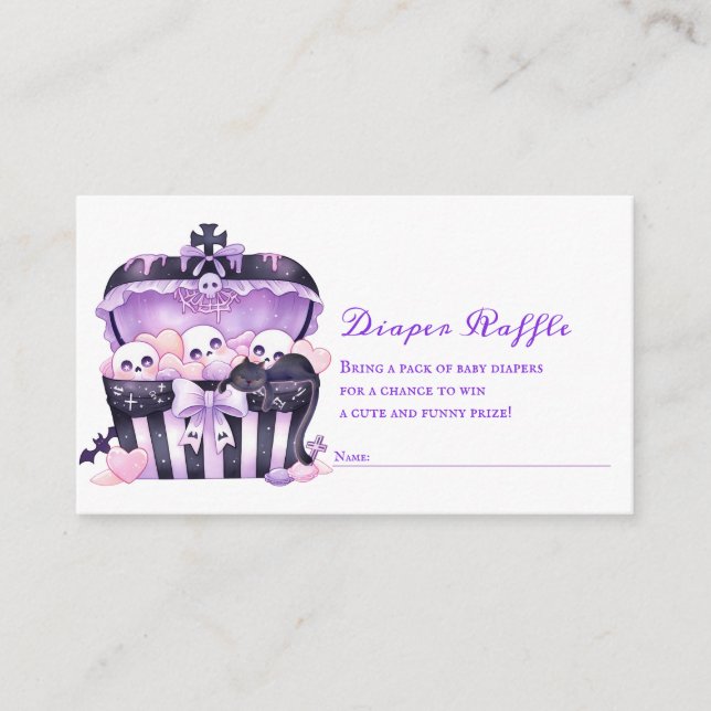Gothic Halloween Goth Baby Shower Diaper Raffle Enclosure Card (Front)