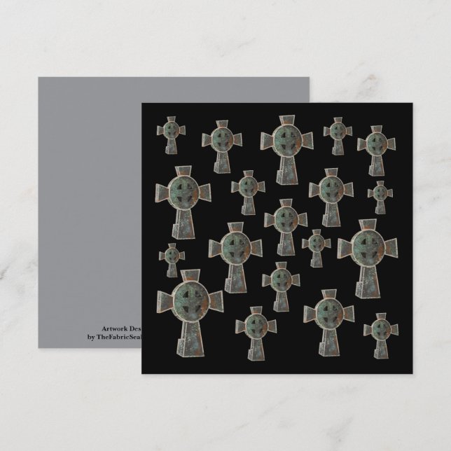 Gothic Halloween Graveyard Headstone Cross Drawing Card (Front/Back)