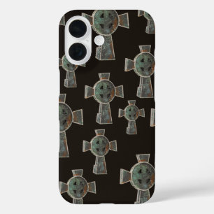 Gothic Halloween Graveyard Headstone Cross Drawing iPhone 16 Case
