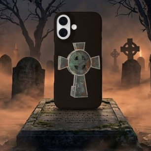 Gothic Halloween Graveyard Headstone Cross Drawing iPhone 16 Case