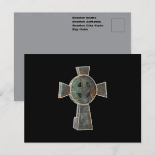 Gothic Halloween Graveyard Headstone Cross Drawing Postcard
