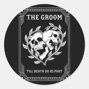 Gothic Halloween Groom Bride Wedding Bachelorette Classic Round Sticker