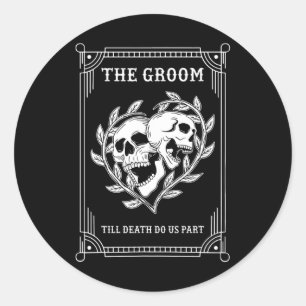 Gothic Halloween Groom Bride Wedding Chelorette Pa Classic Round Sticker