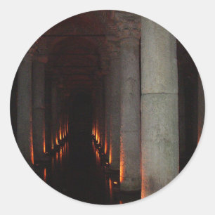 Gothic Halloween Hallway to Hell Classic Round Sticker