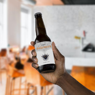 Gothic Halloween party damask pattern Beer Bottle Label