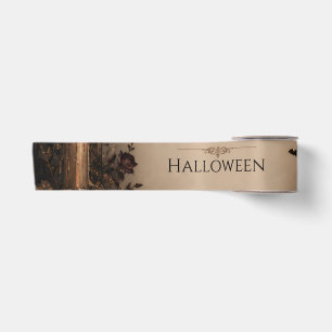 Gothic Halloween Party Invitation, Dark Candleligh Satin Ribbon