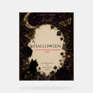 Gothic Halloween Party Roses, Dark Ivy, Moth, moon Acrylic Sign