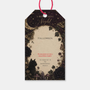 Gothic Halloween Party Roses, Dark Ivy, Moth, moon Gift Tags