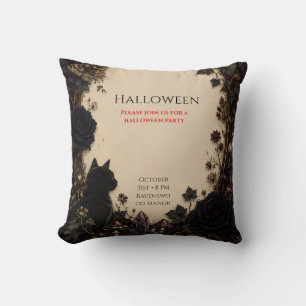 Gothic Halloween Party Roses, Dark Ivy, Moth, moon Throw Pillow