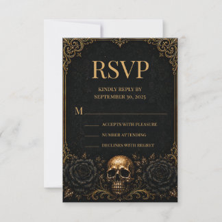 Gothic Halloween Raven RSVP Card