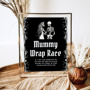 Gothic Halloween Skeleton Mummy Wrap Race Sign  