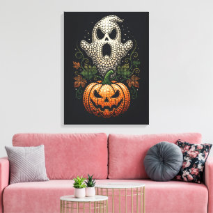 Gothic Halloween Skull Pumpkin Canvas Print