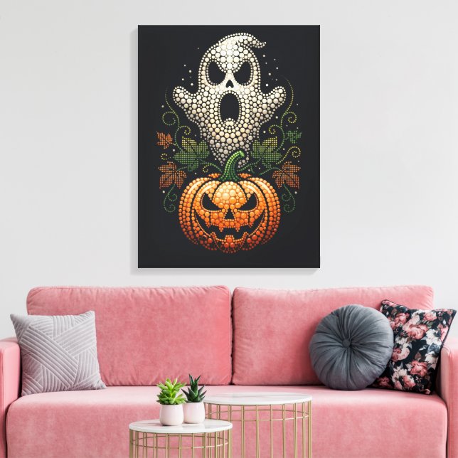 Gothic Halloween Skull Pumpkin  Canvas Print (Insitu(LivingRoom))