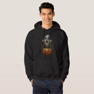 Gothic Halloween Skull Pumpkin Dot Art Hoodie