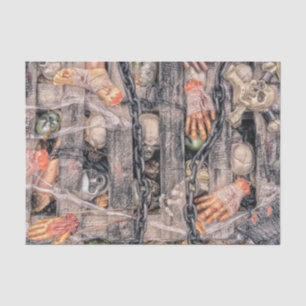 Gothic Halloween Skulls And Body Parts Sketch Art Tissue Paper
