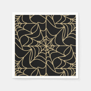 Gothic Halloween Spider Web Gold Napkin