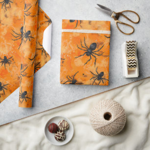 Gothic Halloween Spiders Spooky Season Wrapping Paper