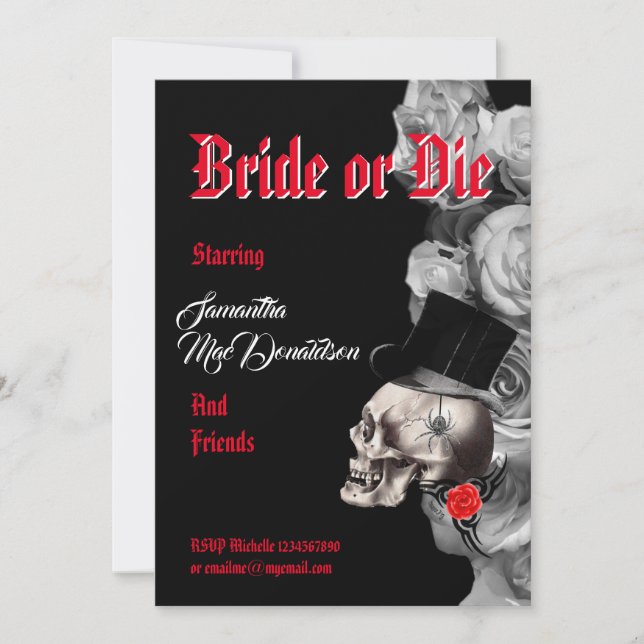 Gothic Halloween style bachelorette party Invitation (Front)