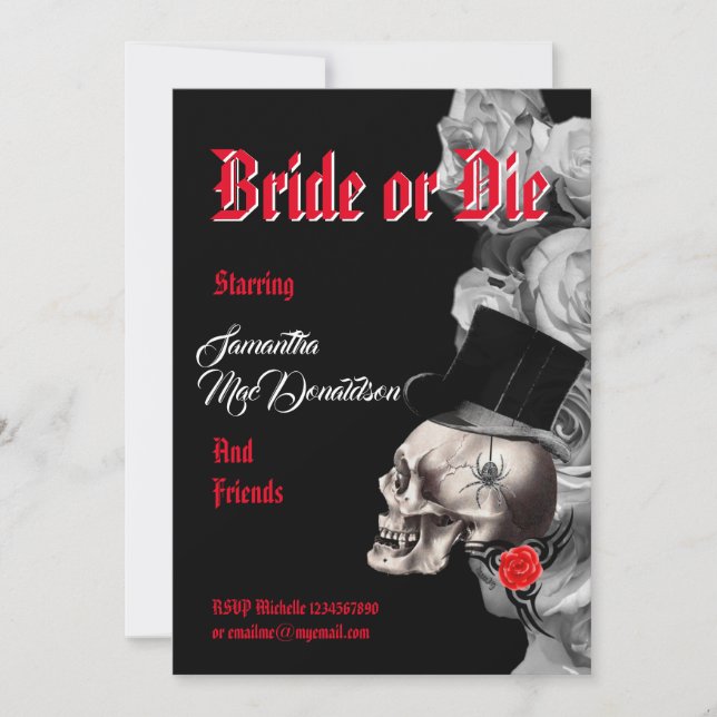 Gothic Halloween style bachelorette party Invitation (Front)