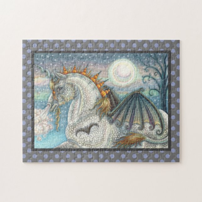 GOTHIC HALLOWEEN UNICORN WITH BAT WINGS, HORSE JIGSAW PUZZLE (Horizontal)