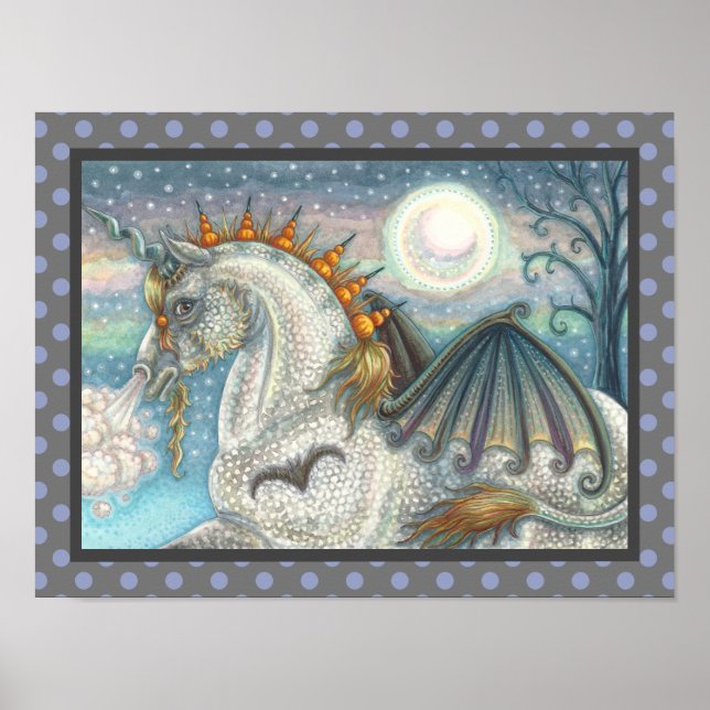 GOTHIC HALLOWEEN UNICORN WITH BAT WINGS, HORSE POSTER (Front)