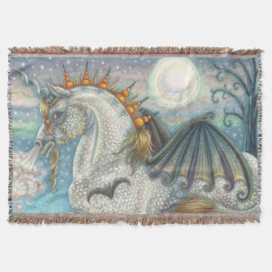 GOTHIC HALLOWEEN UNICORN WITH BAT WINGS, HORSE THROW BLANKET
