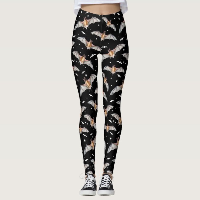 Gothic Halloween Vampire Bats Goth Creepy Cute Leggings (Front)