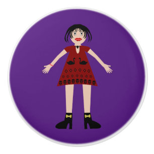 Gothic Halloween Vampire Lady Ceramic Knob