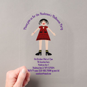 Gothic Halloween Vampire Lady Custom Acrylic Invitations