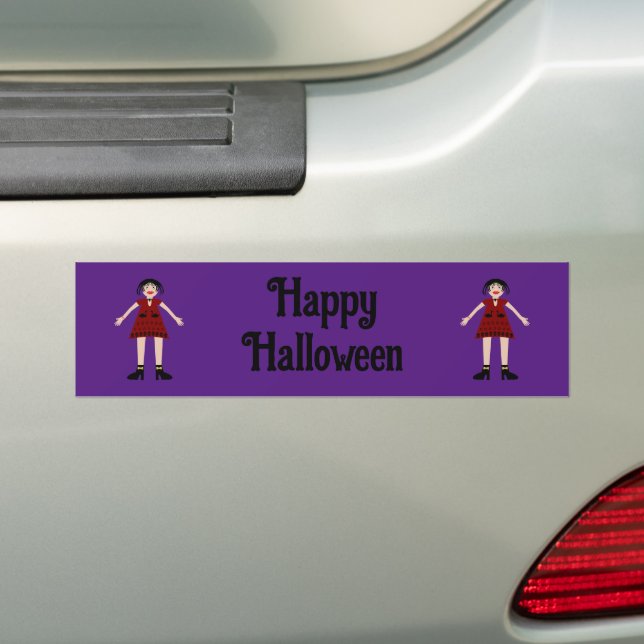 Gothic Halloween Vampire Lady Custom Bumper Sticker (On Car)