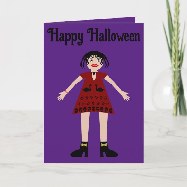 Gothic Halloween Vampire Lady Custom Card (Front)