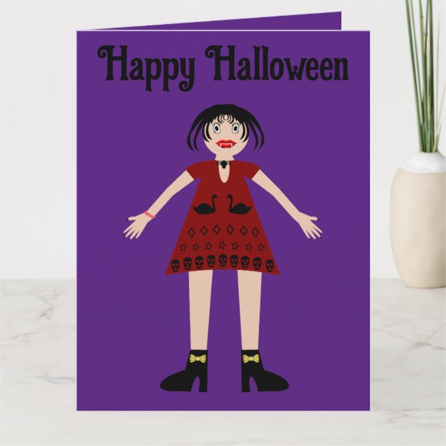 Gothic Halloween Vampire Lady Custom Card (Front)