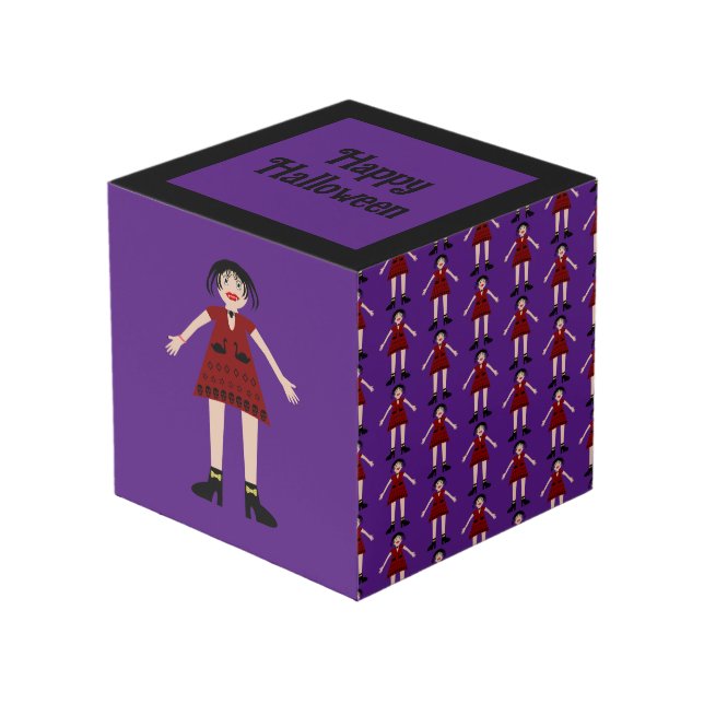 Gothic Halloween Vampire Lady Custom Cube (Front Angled)