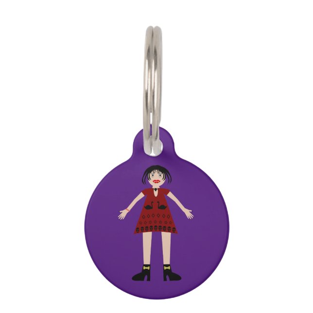 Gothic Halloween Vampire Lady Custom Pet Tag (Front)