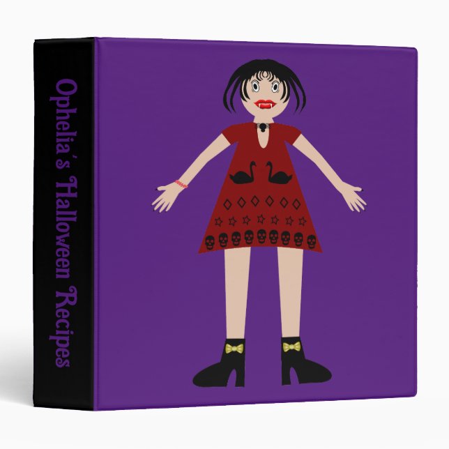 Gothic Halloween Vampire Lady Custom Recipe Binder (Front/Spine)