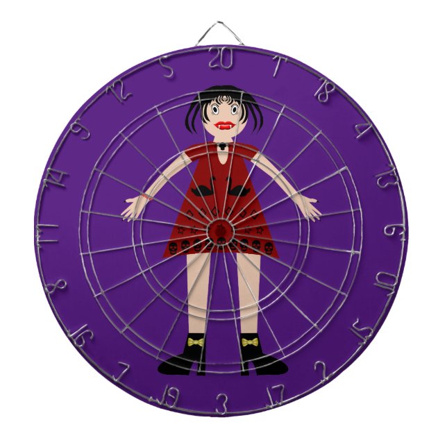 Gothic Halloween Vampire Lady Dartboard (Front)