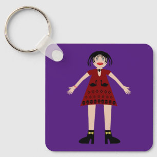 Gothic Halloween Vampire Lady Double Sided Keychain