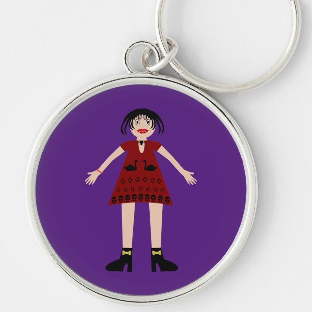 Gothic Halloween Vampire Lady Keychain (Front)