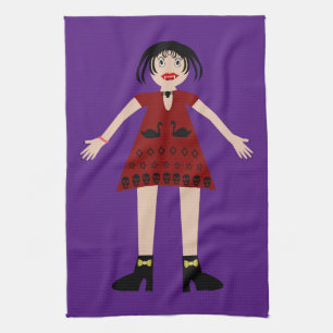 Gothic Halloween Vampire Lady Kitchen Towel