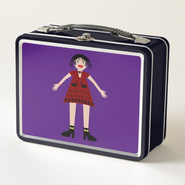 Gothic Halloween Vampire Lady Metal Lunch Box (Front)