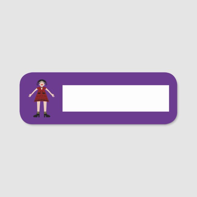 Gothic Halloween Vampire Lady Name Tag (Front)