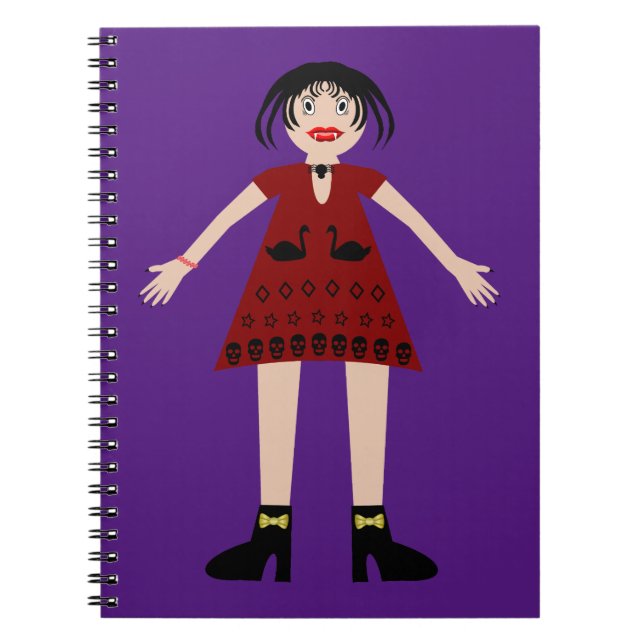 Gothic Halloween Vampire Lady Notebook (Front)